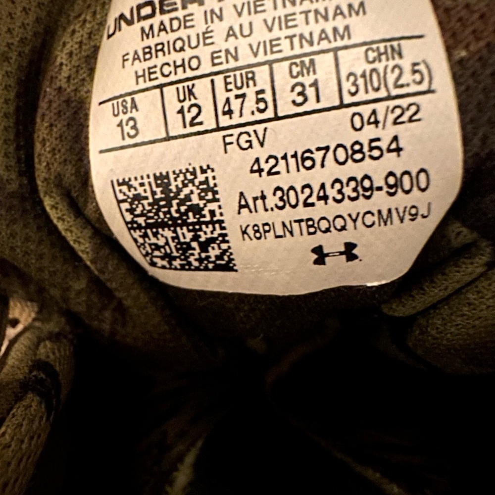 Under Armour Tactical Hunting Boots Mens 13 Camo Vibram 3024339 - Picture 15 of 15